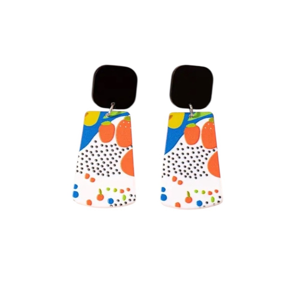 Black Abstract Acrylic Dangle Earrings